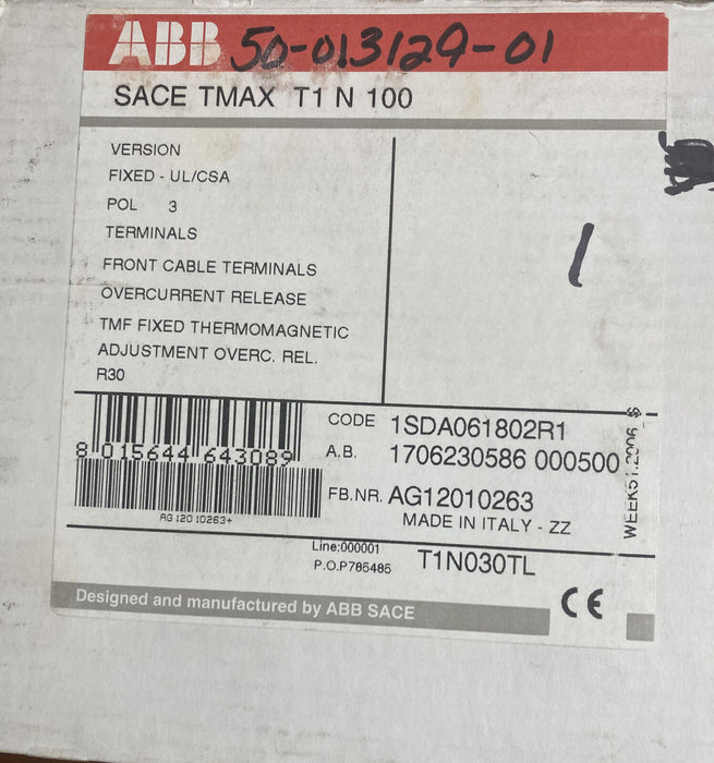 ABB SACE TMAX 11N 1SDA061802R1 CIRCUIT BREAKER T1N030TL