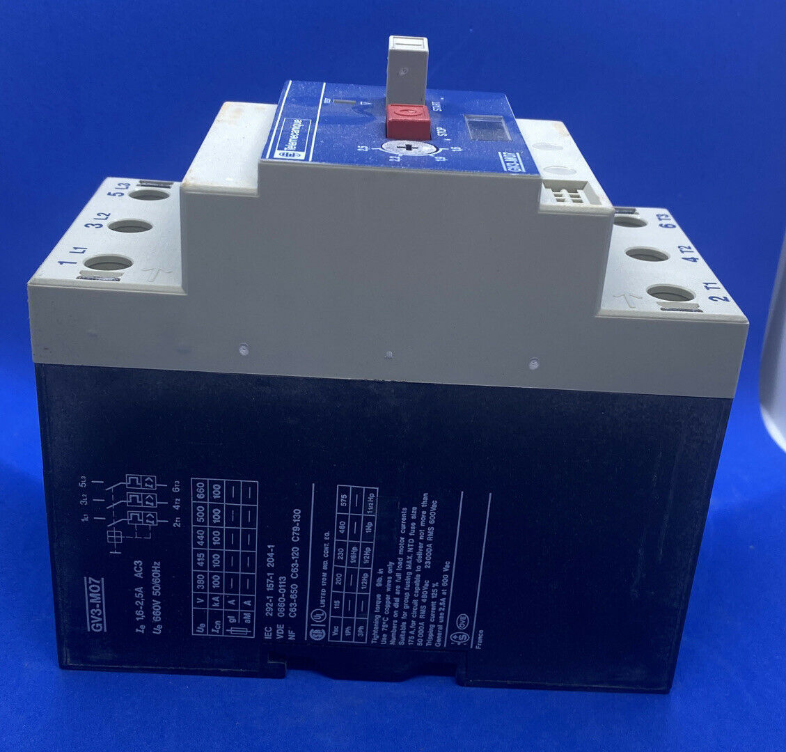 Telemecanique, GV3-M07, 1.6-2.5a Motor Circuit Breaker Overload Protector