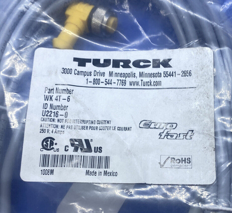 Turck WK 4T-6 U2216-0 Cordset 3 wire, single ended, 6 meter length