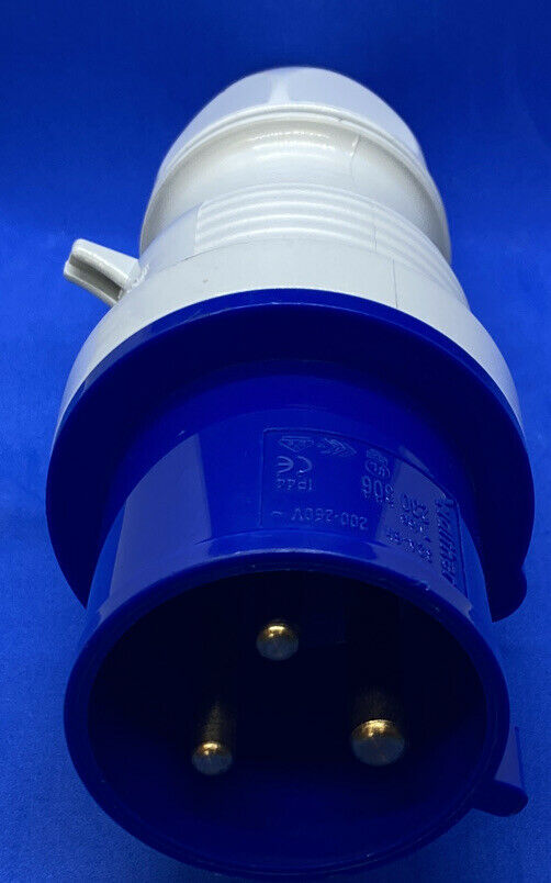 Walther Type 230 306 32A-6h 200-250V IP44 3-Pin Power Entry Connector Blue - EcoTech Solutions Inc. 