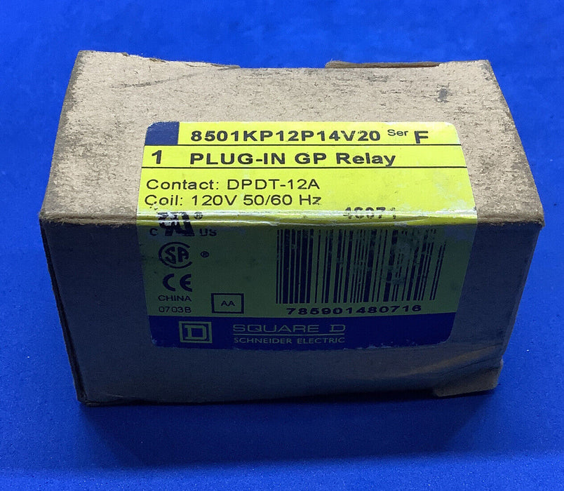 Square D 8501KP12P14V20 PLUG IN GP Relay 48071 Series F 120V 50/60Hz