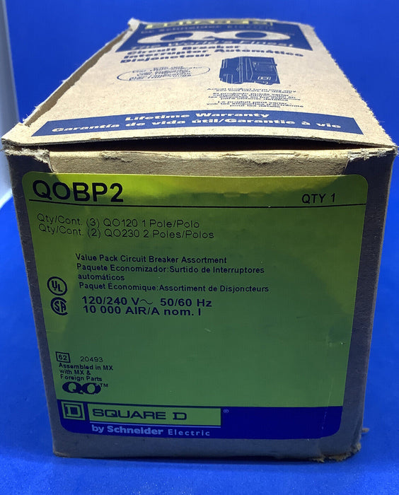 QOBP2 Square D QO Circuit Breaker Mixed Lot of 5. (3) QO120, (2) QO230