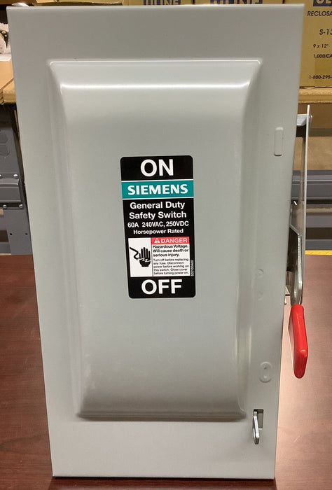 Siemens 60A General Duty Safety Switch 60A, 240V Cat# GF222N ..NEMA 1 Phase