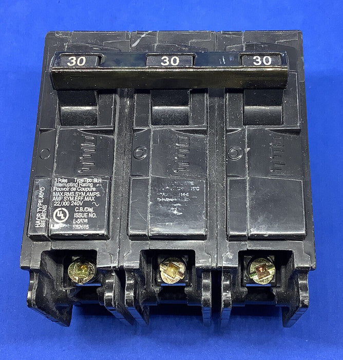 Siemens B330H 30 Amp 3 Pole 22kA@240V Type BLH Bolt On Circuit Breaker