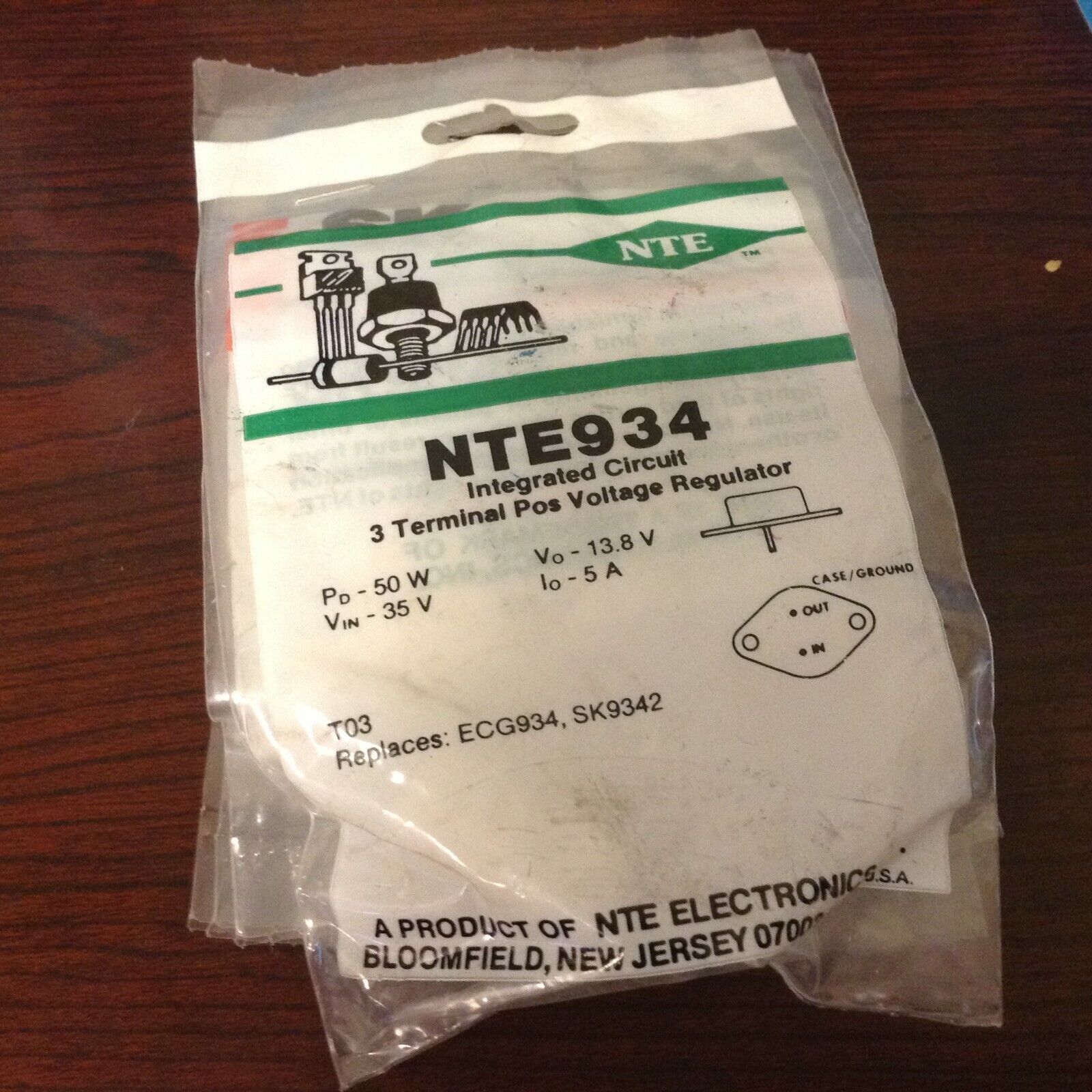RCA SK9342 - Regulador de voltaje - Entrada de 30 V / Salida de 13,8 V - TO3, NOS