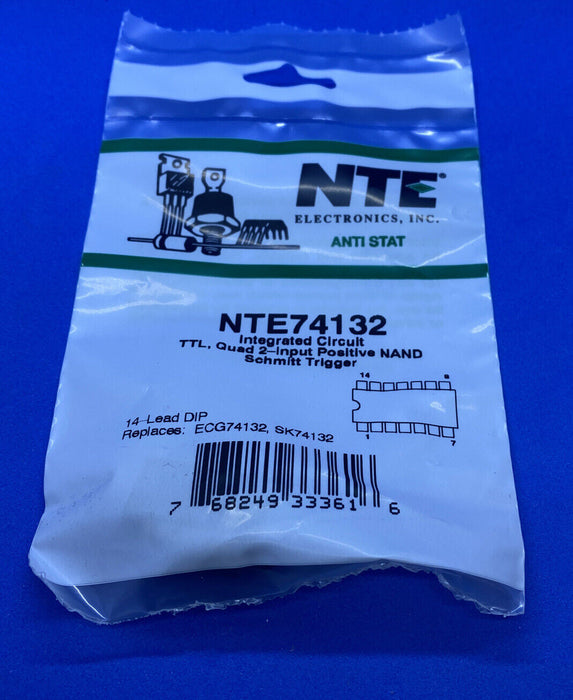 NTE Electronics NTE74132 IC TTL QUAD 2-INPUT POSITIVE NAND SCHMITT TRIGGER